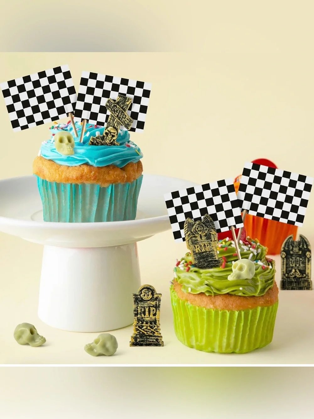 40~Green & Purple Monster Truck Cake Decoration Racing Car Dessert Cupcake Top